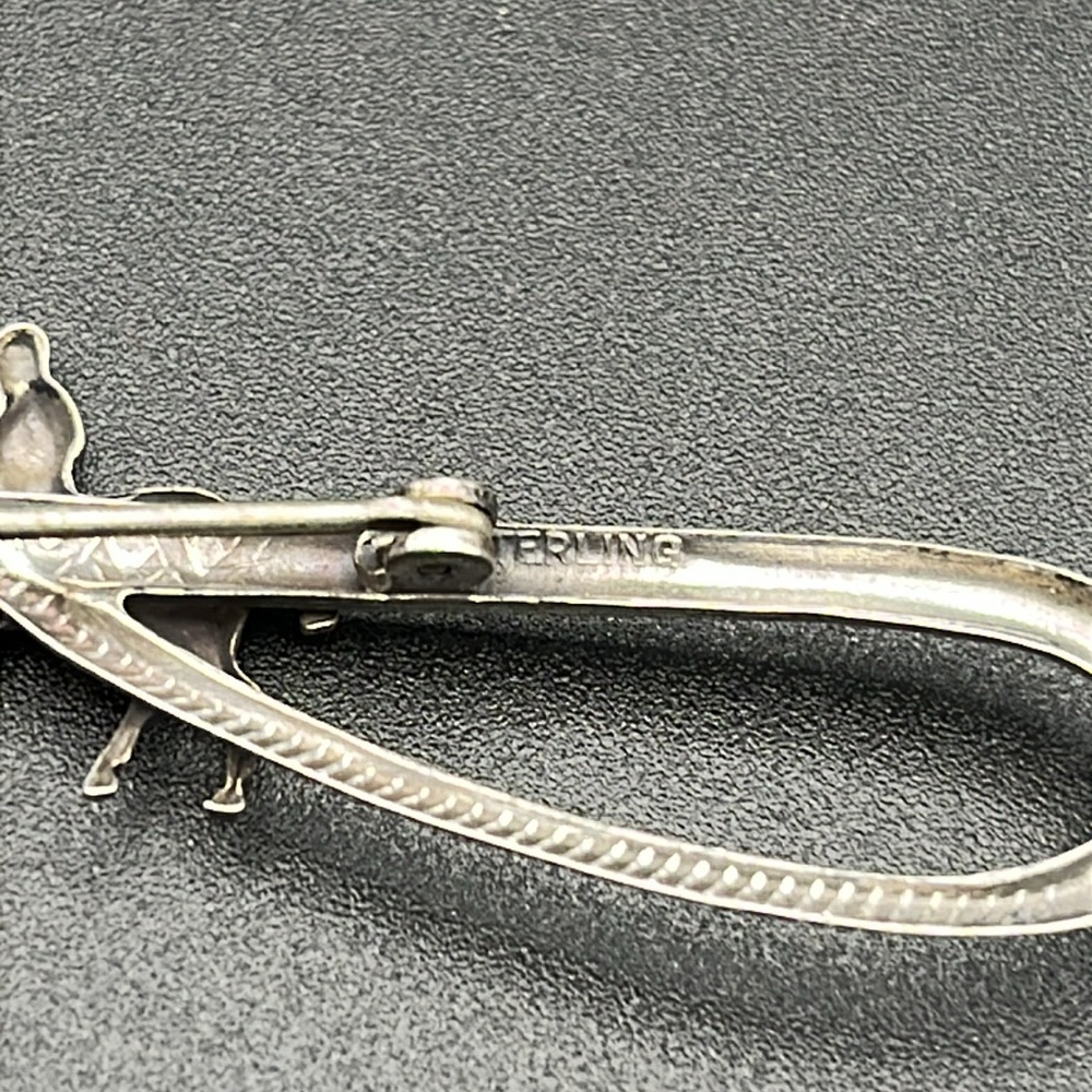 Sterling silver jockey on horse riding crop brooch vintage 2.5 inches - Picture 7 of 9